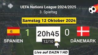 Nations League : Spanien 1 - 0 Dänemark live auf DAZN 1 HD – 12.10.2024 um 20:45 Uhr