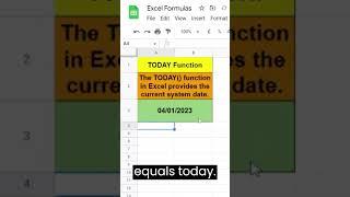 TODAY Function in Excel I #shorts #exceltutorial #excelvideos #excelformulas #today #function