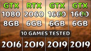 GTX 1080 vs RTX 2060 vs GTX 1660 Ti vs GTX 1660 Super - Test In 10 Games