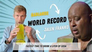 Beating the WORLD RECORD for the fastest time to drink a liter of soda vs Badlands Chugs