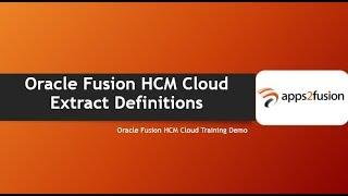 Oracle Fusion HCM Cloud Extract Definitions