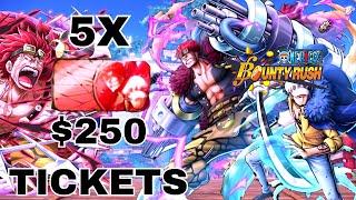 5X $250 LAW AND KIDD TICKET SUMMONS ONE PIECE BOUNTY RUSH OPBR