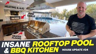 Insane Rooftop Pool and BBQ Kitchen Area - Auto Winterization | House Build #24