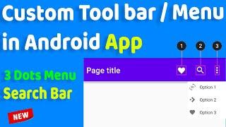 How to Create Custom Toolbar / Menu bar in Android Studio | CustomToolBar | Android Tutorials