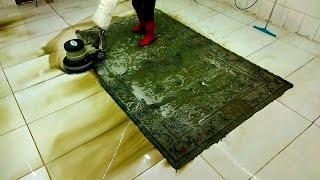 Heavy dirty old rotten carpet cleaning satisfying rug cleaning ASMR