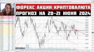 Прогноз Форекс, Акций и Криптовалюты на 20 - 21 июня 2024