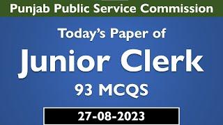 PPSC Today's Paper of Junior Clerk PPSC 27-08-2023 | PPSC Past Papers 2023