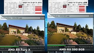 Lumion 8 Exterior Render Time AMD R9 Fury X VS AMD RX 590 8GB