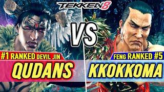 T8  Qudans (#1 Ranked Devil Jin) vs Kkokkoma (#5 Ranked Feng)  Tekken 8 High Level Gameplay