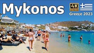 Mykonos 4K - Walking 5 Amazing Beaches - Ocean Views, Clubs, and Sunbathing