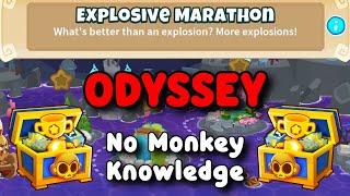 Odyssey Hard Mode | No Monkey Knowledge | Explosive Marathon | BTD6 Tutorial