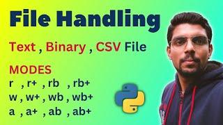 File Handling in Python - File Types: Text, Binary, CSV | Modes in File Handling r/w/a/+/b | 12 CS