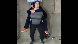 Tall amazon woman lift carry her boyfriend | tall woman short man | shorts