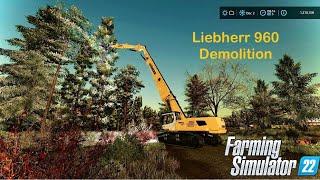 Precision Tree Clearing in FS22 with Liebherr 960 Demolition Excavator and Review