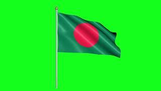 Bangladesh Flag With Pole   Free HD Green Screen Footage