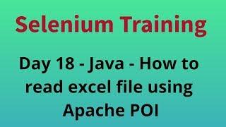 Selenium Training # 18 | How to read excel file using Apache POI in Selenium Webdriver