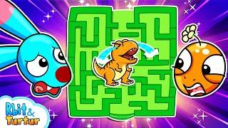 Help! Baby T-Rex Got Lost in Giant Maze! | Rbit Rescue Adventure | Kids Cartoons |  Rbit & Turtur