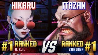 SF6 ▰ HIKARU (#1 Ranked A.K.I.) vs ITAZAN (#1 Ranked Zangief) ▰ High Level Gameplay