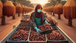 Dates Palm Harvesting in desert | Dates Palm Farm | Dates Palm Processing in Factory