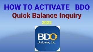 BDO Quick Balance Inquiry Activation 2022