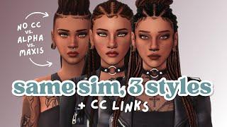 no cc vs. alpha vs. maxis-match challenge + cc links // the sims 4