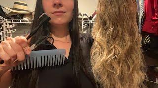 ASMR Wig Install | Hair Loss Friendly  (hair, comb, spray, foam, cape, trim, curler, typing sounds)