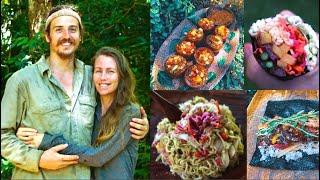 what we eat in a day in the jungle. all raw food. (2021 new years day celebration meals)