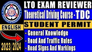 LTO T.D.C. Exam Reviewer | Student Permit 2023 {English} | LTO EXAM REVIEWER 2023 ENGLISH