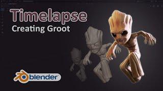 Blender Timelapse | Creating Groot (Modeling, Basic Rigging, Sculpting, Texturing)