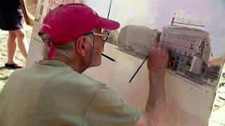 Master Antonio Lopez paints on Madrid square