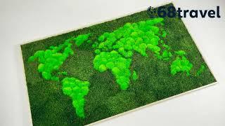 Moss and Lichen 3D World Map Wall Art