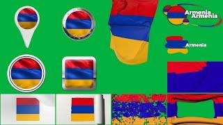 Armenia Multi Flag PACK Green Screen + Alpha