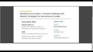 Questions and Answers: Common Challenges and Realistic Strategies for Neurodiverse Couples