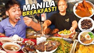 Filipino BREAKFAST Tour in MANILA! 5 Best Breakfast Spots in Manila! Tapsi, Goto, Pares & Liempo!