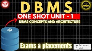 DBMS Unit 1 in One Shot | DBMS Concepts and architecture | FOR Placement & RGPV Exams #rgpv#exam