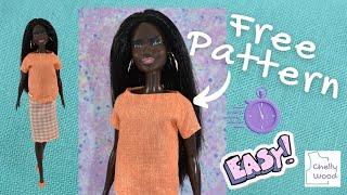 Free Doll Clothes Patterns: Easy DIY Barbie Shirt Sewing Tutorial #barbiediy #easysew #freepatterns