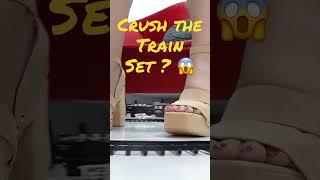 Heels Crush #crushing #asmr #experiment the Train Toy Set #viral #shorts  #youtubeshorts #art