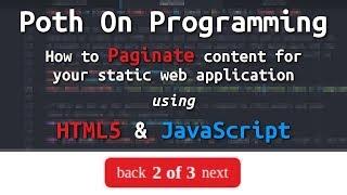 Pagination for Static Web Applications in Pure JavaScript!