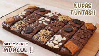 KUPAS TUNTAS!! BROWNIES SHINY CRUST TANPA MIXER Yang Enak dan COCOK BUAT JUALAN