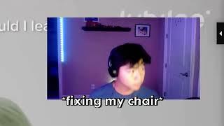 Andrew fixes his chair