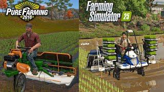 Farming Sim 25 VS Pure Farming 18 | Rice Plantation and Harvest comparison