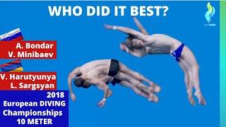 2018 Mens 10 Meter Diving European Championships - Bondar & Minibaev  vs Harutyunyan & Sargsyan