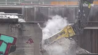 Abriss der Rankbachbahnbrücke über die A81