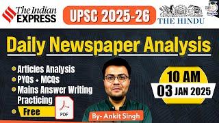 Daily Newspaper Analysis | 3 January 2025 | The Hindu Analysis & Indian Express Analysis | UPSC