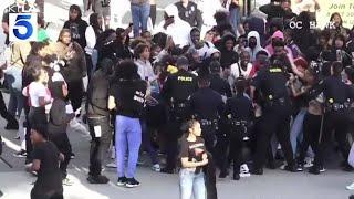 Long Beach Police break up fight amongst youth at the Pike Outlets