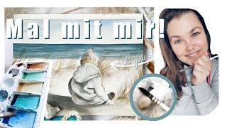 Male mit mir - Nostalgische herbstliche Meerlandschaft - Kind am Strand