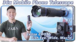 PAKET 3in1!! 36x MOBILE TELEPHOTO LENS dapet Fish Eye, Wide, dan Macro - Unboxing & Review