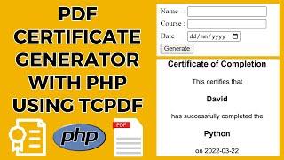 Simple PDF Certificate Generator With PHP Using TCPDF | Create Certificate In PDF Using PHP Form