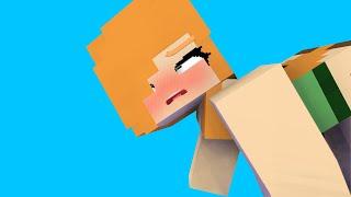 Alex is stuck in surprise from Steve - minecraft animation