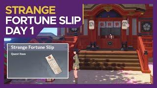 [World Quest Guide] Strange Fortune Slip - Day 1 | Inazuma and Narukami Shrine | Genshin Impact 2.4